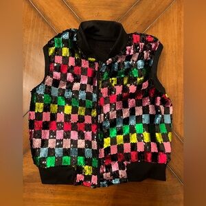 Revolution Multicolor Sequin Dance Vest with Zipper | Hip Hop Costume